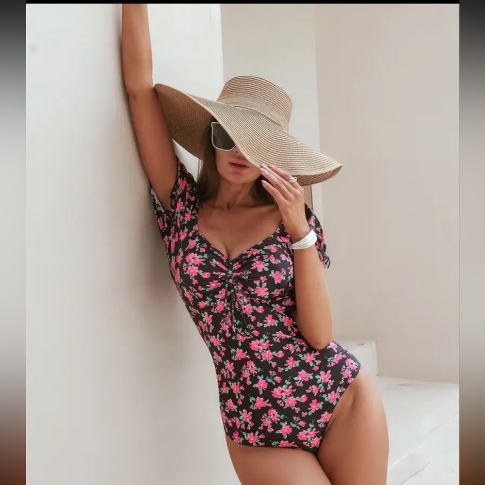 Gorgeous love for flowers one piece swim suit bathing suit bikini